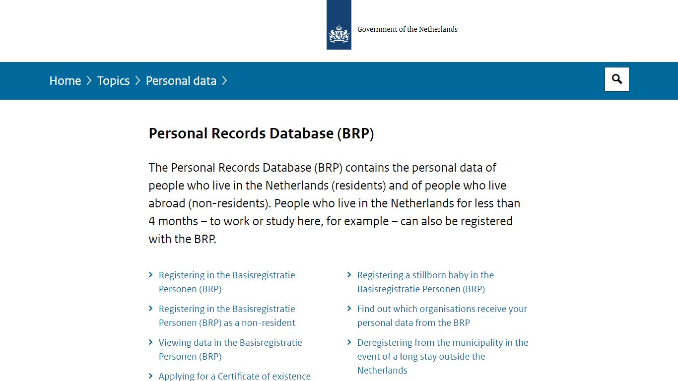 Personal Records Database (BRP) - Government.nl